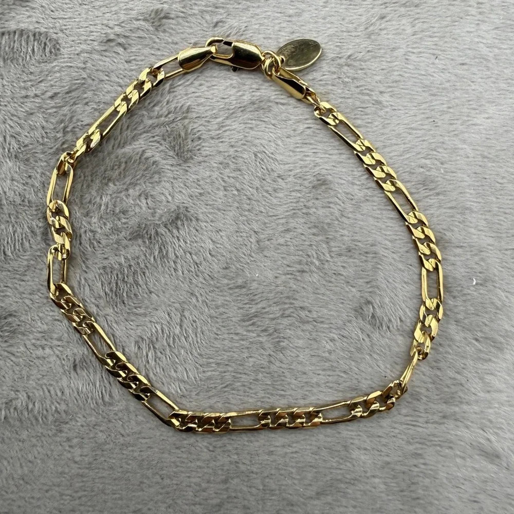 Vintage LifeTime Bracelet Gold Figaro Chain 24KT GL 9